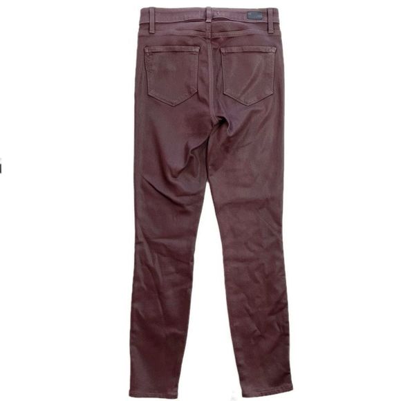 PAIGE Hoxton Coated Ankle Skinny Jean High Rise Button Fly Stretch Coffee 27 - Picture 2 of 9